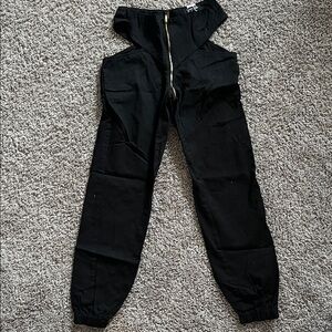 OTTO Black Track Jumpsuit with Gold Zip Front